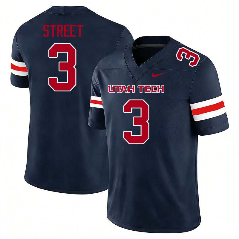 Utah Tech Trailblazers #3 Chris Street College Football Jerseys,Uniforms Stitched-Navy